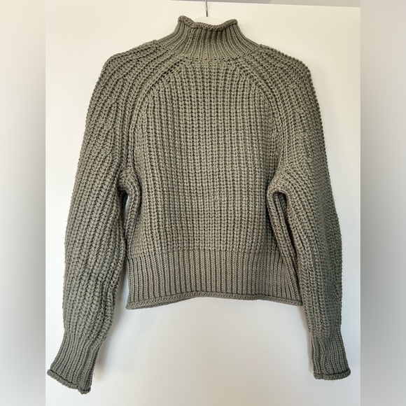 H&M Olive Green Chunky Knit Turtleneck Sweater - Picture 2 of 6